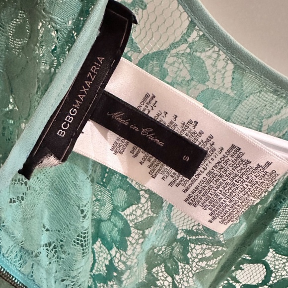 BCBG Teal Lace Peplum Top Size S - Picture 3 of 7
